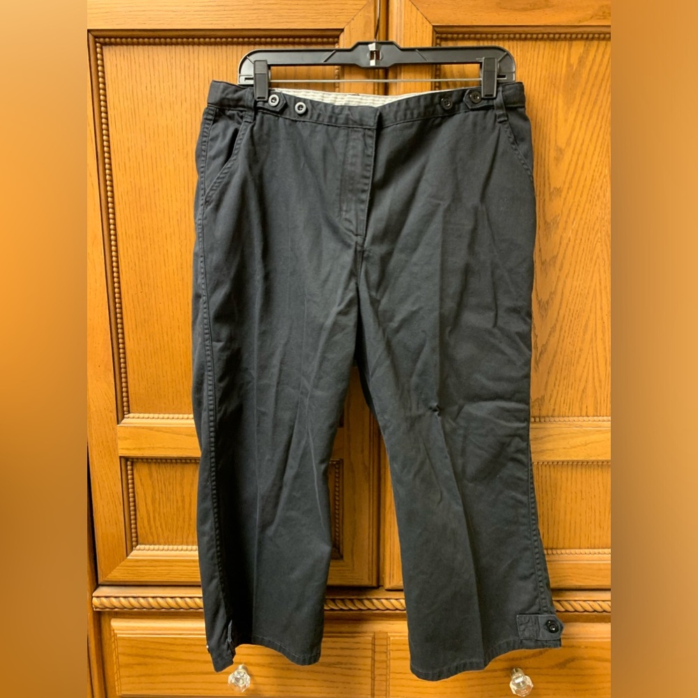 Christopher & Banks Women’s Black 100% Cotton Wide Leg Capris Size 12